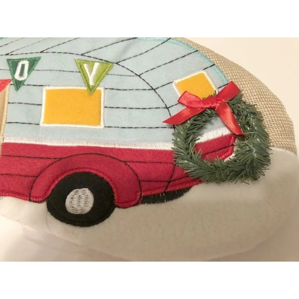 Christmas Stocking Camper RV Tree Wreath Buffalo Check Embroidered Camp Cabin